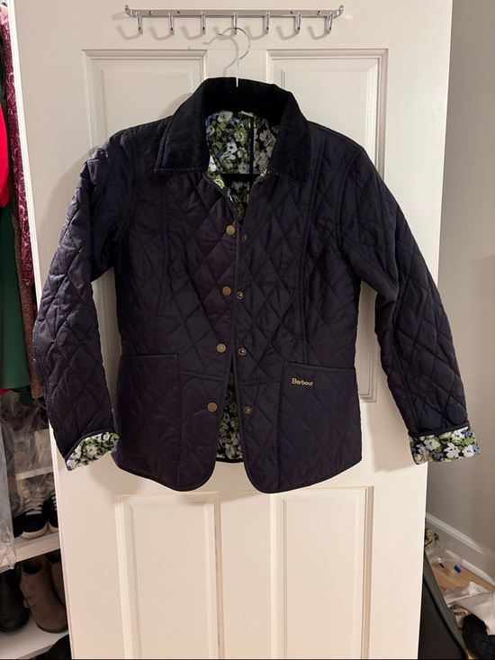 Barbour Jackets & Blazers - Barbour Navy Quilted Jacket with Floral Lining